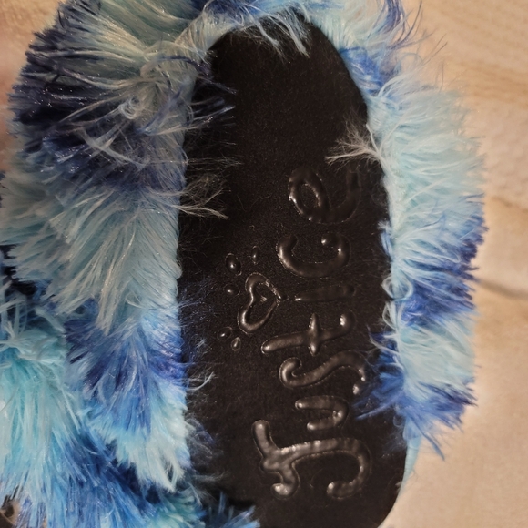 NWT JUSTICE COZY BOOTIE BLUE FUR GIRLS M/L WOMEN - Picture 7 of 10